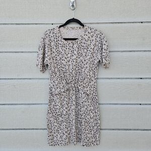 NWT aerie animal print tan twist front t-shirt dress medium
